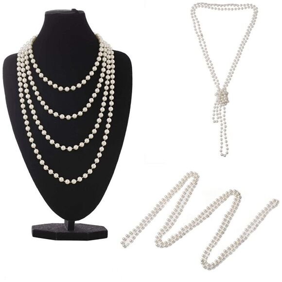 🤍✨ 6PCS 1920s White Accessories Flapper Great Gatsby Retro Costume Set NEW - Picture 11 of 14